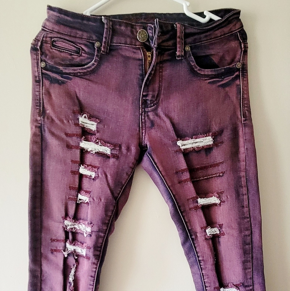 BAMBOO Women's High-Rise Purple Denim Jeans